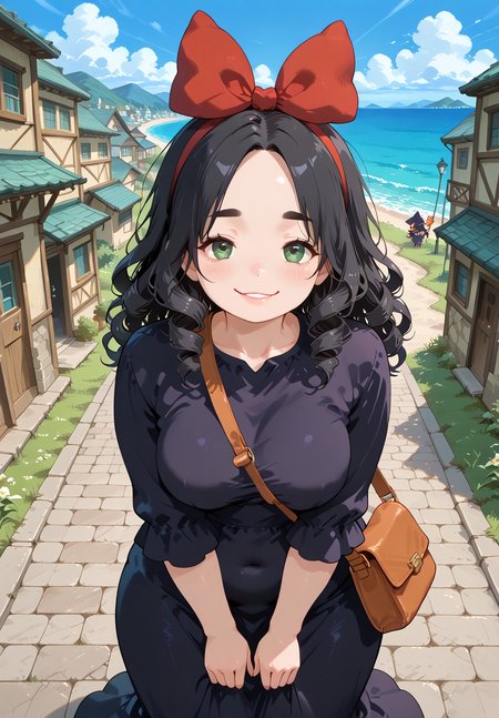 IllusP0s, PonyScores7, source_anime, ah1, IllustriousQual, interesting, exciting, spectacular, wonderful, 
BREAK <lora:xl_more_art-full_v1:0.2>, <lora:aesthetic_anime_v1s:0.2>, <lora:EpicF4nta5yXL:0.2>, <lora:detailxl:0.2>, detailxl, <lora:Fant5yP0ny:0.2>, amazing quality, best aesthetic, absurdres, illustration, Volumetric_Lighting, ultra-detailed, very aesthetic, intricate details, best_quality, <lora:Anime_Aesthetic_Wallpaper_StyleIllustriousXL:0.4>, aniwall,
BREAK ((The men around her, once hesitant, found their resolve strengthened by the man's unwavering courage, They rallied to her side, their trust in him unshakable, as they faced the challenge before them with renewed determination)),
BREAK Stable_Yogis_PDXL_Positives, AS-Adult, <lora:Complicated fantasy portrait - XL Pony V2.0:0.2>, bad-hands-5, <lora:HDA_Detailer:0.3>, <lora:natsumi_style:0.5>, <lora:by_usakun-pony:0.4>, by usakun, <lora:Akina_Bbw_Style_-_PonyXL:0.2>, AkinBw, ((golden ratio)),
BREAK 1girl, mature female, (curvy), round-chin, caucasian, <lora:ETO_OC_Illustrius:0.5>, eto_oc, skindentation, (plump), thick thighs, wide hips, busty, voluptuous, <lora:venus body PonyXL:0.3>, <lora:shinyskin2:0.2>, glistening skin, HDA_FatGirlXL, round ass, large breasts,
BREAK ((<lora:witch-kiki-cosplay-ponyxl-lora-nochekaiser:0.8>, witch kiki cosplay, kiki (majo no takkyuubin) (cosplay), bag, black dress, bow, bow hairband, cosplay dress, hairband, long dress, red bow, red hairband, shoulder bag, sleeves past elbows)),
BREAK (curly hair), long hair, (black hair:1.4), (parted hair:1.7), messy hair, kinky curls, <lora:hairdetailpxl:0.2>, hairdetailpxl,
BREAK (half green and brown eyes), (colorful eyes), (multicolored eyes), (downturned eyes:1.4), <lora:expressive eyes:0.2>, expressive eyes, <lora:eyedetailpxl:0.2>, eyedetailpxl, <lora:Eyes_High_Definition:0.2>, EyesHD, (round face:1.2), (thick eyebrows:1.3), (plump face), <lora:Round_face:0.2>, lips, 
BREAK ((smirk expression)), <lora:Expressive_H:0.2>, Expressiveh, <lora:Emotional_Anime_Expressions_PonyXL_Concept:0.2>, emotional, <lora:Best_Facial_Expression_LoRA_PONY:0.2>, looking at viewer, <lora:Detailed expressive EXEV style -XL Pony V1.0:0.2>, FaceDetail, <lora:Best_Facial_Expression_Helper_XTREME_ILLU:0.4>, kaogei,
BREAK (((A picturesque coastal village with narrow streets, colorful houses, and the sound of waves crashing on the shore))), <lora:Background Detailer - SDXL:0.8>, 4k, 8k, Ultra HD, Masterpiece, Best quality, Detailed background, <lora:Add_more_details_V2_XLpony:0.4>, full_details, <lora:background-type1:0.4>,