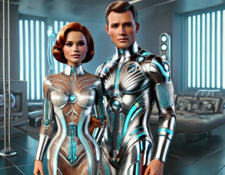 retrofuturismlora, 1family,Photorealistic, Ultra-high detail, lifelike textures, realistic lighting, high-resolution, retrofuturismlora, 1family,Detailed Body Face Skin,Focus on intricate details, realistic textures, highly defined facial features, flawless skin, lifelike anatomy, high-resolution