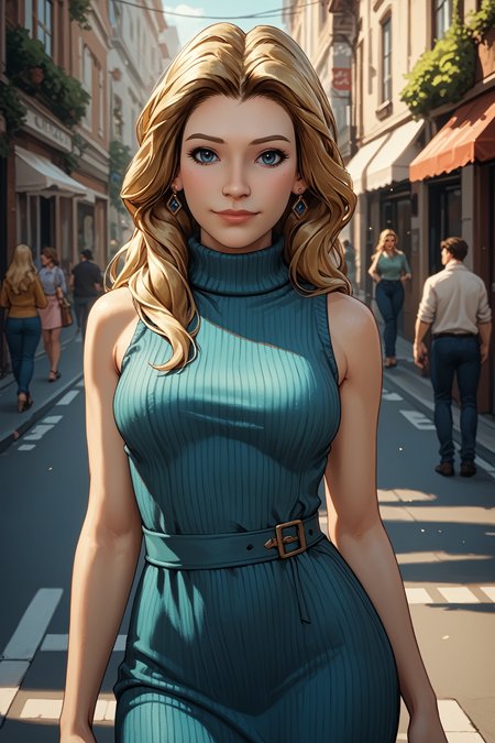 score_9, score_8_up, score_7_up,
<lora:WolfBeauty:0.8>
WolfBeauty, 1girl, long hair, blonde hair, blue eyes, looking at viewer, street, standing, cowboy shot, bare arms, turtleneck, ribbed sweater, sweater dress, sleeveless, smile