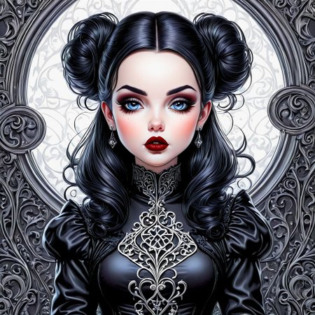 j scott campbell ,a whimsical image of a gothic baby girl