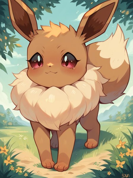 score_9, score_8_up, score_7_up, score_6_up, score_5_up, 1girl,  <lora:su1zXLP:1> su1z, eevee, feral
