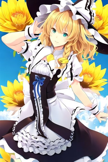solo, 1girl, solo_focus, (((masterpiece))), ((best quality)), ((ultra-detailed)), ((too_many)):16, high resolution, absurdres, highres, ultra-detailed 8k unity wallpaper, 
kirisame_marisa_(curiosities_of_lotus_asia), kourindou marisa,