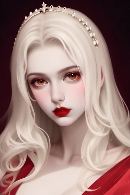 Austrian vampire girl, 23 years old, (beautiful:1.75), (very pale skin:1.35), (gothic makeup:0.99), (Red Lipstick:1),  (anime:0.35), (oval face:0.25), (attractive), (elegant1.5), (night), (front view:1.25), (elegant), 10 minutes before the world will end, hyper-realistic, ultra-detailed, insanely detailed, 4k, realistic 8k, shot on portra 400, (back light), (anime:0.05), (style of Leonardo da Vinci:1.0), (masterpiece), (style of Sandro Botticelli:1), (style of Gil Elvgren:1)