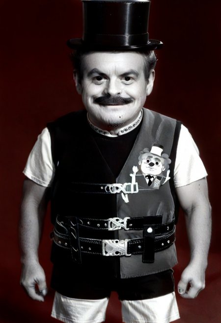 ((((((black and white,black shirt, belt, stubble, red theme, shorts, greyscale, 1boy, life vest)))))),((small man with mustache, top hat, kenbis, chibi, chibi, male only, male, male chibi, monocle, art deco, thick mustache, comically large mustache, handlebar mustache, tiny, multiple men, shrunk, microxl, some little guys,  high angle, from above)), bwMovies, realistic, photo, vintage photo, ((very small man, small man, a small man, a man who is small, a small man)), an unapologetically small human male, black and white, smiling, very happy, euphoric, ecstatic, wonderful small men, large smile, huge smile