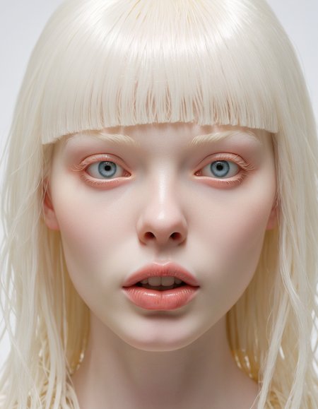 hyper realistic and highly detailed photo of an albino model, bangs, glossy, dynamic pose, looking at viewer, (intricate details, masterpiece, best quality:1.4),
<lora:add-detail-xl:0.5> <lora:xl_more_art-full_v1:0.5>