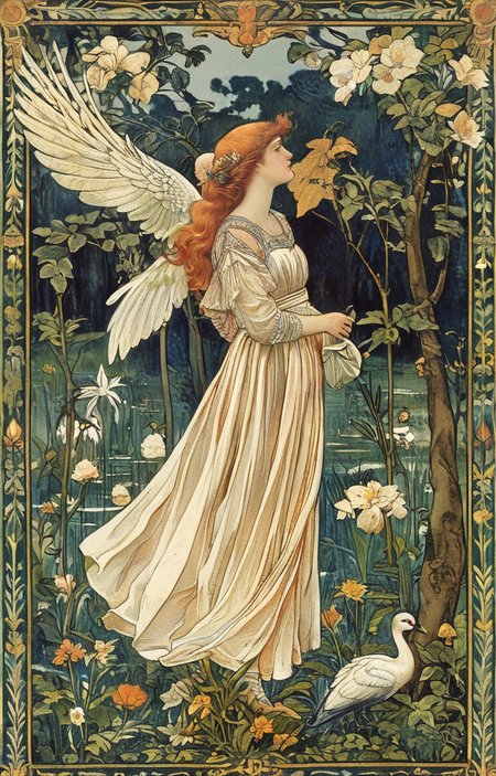 masterpiece,best quality,<lora:tbh132-sdxl:0.8>,animals,illustration,style of Walter Crane,