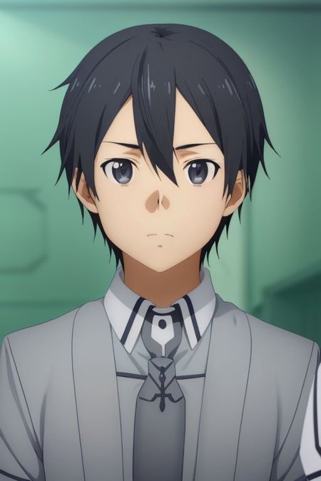 high resolution, solo, best quality, 1Boy, Kazuto Kirigaya, portraits, Black Hair, Black Eyes, school life, school uniform, OverallDetail