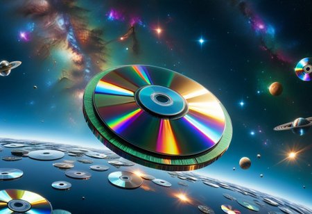 score_10 , score_9_up, score_8_up, score_7_up , score_6_up, vibrant colors, shiny_skin , prefect lighting, detailed image, snoozing , masterpiece , best quality , highly detailed , ultra quality , BREAK , ((made of cd's , made of CD's , Everything made of CD's)) , 
Space , stars , milky way galaxy , satellite , spaceship , in Space , 
detailed background , cinematic composition , dynamic pose , 
<lora:xl_more_art-full_v1:1.2> ,