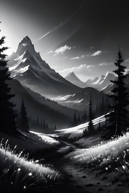 Silhouette style (((Ultra-detailed, 8k, highres, masterpiece)))(((epic-Ultra-HD-details, epic-Ultra-HD-highlights, epic-photo-same-realistic, upscaled-resolution, optimal)))a beautiful serenemagical landscape,<lora:ral-czmcrnbw:0.8>,ral-czmcrnbw,<lora:cs-cr1stal-v2:0.8>,cs-cr1stal-v2,<lora:More_interesting_backgrounds:0.8>,IBG,<lora:more_details:1>,<lora:SyFyEye1_v2.0:0.8>,SyFyEye1, . High contrast, minimalistic, black and white, stark, dramatic