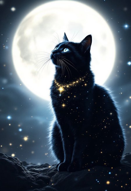 moon cat, moonbeam, sfumato, magic luminescence, glitter