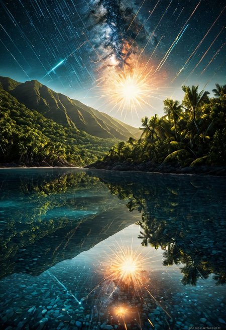 caribbean setting, daytime meteor shower, amazing depth, double exposure, surreal, geometric patterns, intricately detailed, bokeh,  perfect balanced, deep fine borders, artistic photorealism , smooth,  great masterwork by Suiras<lora:add-detail-xl:2>  <lora:Double_Exposure:0.5>