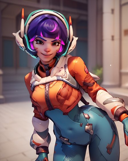 score_9, score_8_up, score_7_up, score_6_up, 2.5d, Juno (overwatch) <lora:Juno overwatch-000025:1>  smiling, purple hair, multicolored hair, pink hair,     looking at viewer ,