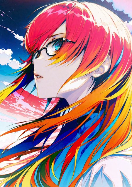 by wanke
1girl reflective glasses bangs long hair shadows, 
contemporary, fashion, photography, photography-color, portraits
 cinematic scene, scenery, detailed background, 
masterpiece, best quality, high quality, highres, absurdres, very detailed, high resolution, sharp, sharp image, 8k, vivid, colorful, stunning, anime