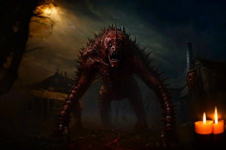 Photography, photorealistic, insanely real life detailed, 8k, highest resolution possible, sharp focus, taken with professional DSLR and lenses, cinematic, taken best skilled cinematographer, 
monster, horror \(haunted house\), Darkness,
haunted house,night,dark,sparse Candlelight, creepy, scary,terrifying, haunted,
horror movie atmosphere, cinematic dark night time lighting and dramatic shadows,
Cinematically realistic horror and gore scene of a <lora:Reel_WHorror_1_2_9_ReWo_n:1> , indoors centipede, dismembered, multiple limbs, blood pool, teeth, rim lighting, pov, (8K, RAW photo, best quality:1.2, masterpiece:1.2), (realistic, photo-realistic:1.2), ultra-detailed,