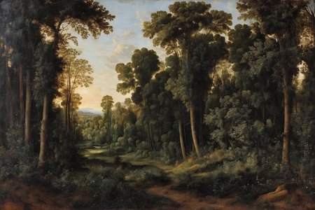 ((Masterpiece, best quality)),beautiful colors, sharp contrast,oil painting, vintage,crackled paint,
painting of a lush forest
painted in renaissance style
 <lora:edgRenaissanceXL:0.9>