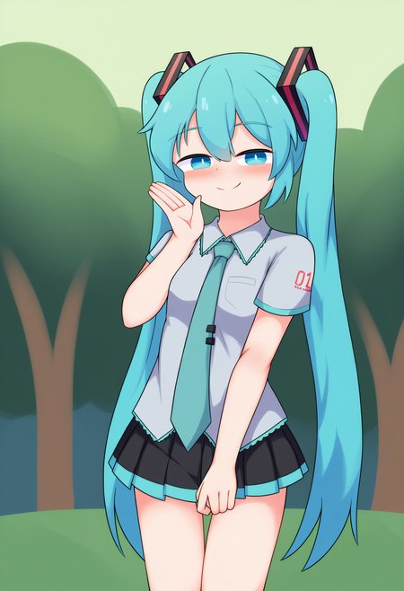 score_9, best quality, masterpiece, uncensored
BREAK
1girl, standing, hatsune miku, looking at viewer, cowboy shot, shirt, pleated skirt, smug, half-closed eyes, outdoors
<lora:yig_yuki_(yig-gha)_pony_v5:1>