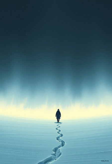 A lone figure walking across an endless glowing snowfield, their small silhouette almost dissolving into the light-filled landscape, evoking a sense of solitude and mystery.
surreal nightmarish realism, intricate ink cross-hatching with hyper-detailed painting, cinematic dramatic lighting, eerie ghostly landscapes, psychologically intense figures, twisted dreamlike horror, deep chiaroscuro shadows, dark atmospheric storytelling