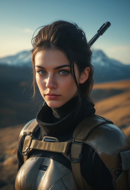 masterpiece,best quality, highly detailed, score_9, score_8_up, score_7_up,
Highly detailed photorealistic image, perfect lighting, intricate detail, T800-1024, holding an advanced plasma rifle, standing on a dark mountain with a futuristic military base in the background, faint aurora borealis in the sky, drones flying overhead, RAW photo, HD32K, upper body, looking at the viewer, Swedish flag patch on armor, ((detailed random background))