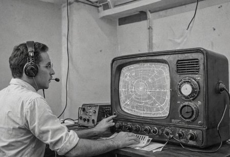 colouring page of an old retro ham radio looking at it head on. There must be a large crt screen included