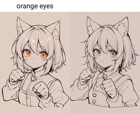 score_9, score_8_up,score_7_up, source_ anime, lineart, sketch,1girl, white hair, cat ears, orange eyes, upper body, paw pose,
<lora:Potat-lineart_sketch_v1-USENEG:-0.9> <lora:ChamUsadaPekoraPonyXL:0.8>