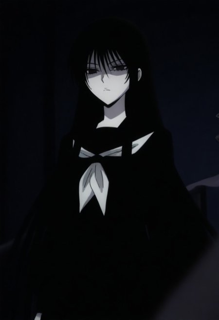 masterpiece, best quality, amazing quality,,, shiny skin,,,,,pale skin,black hair,long hair,black eyes,,anime coloring, black serafuku,school uniform,<lora:Hagoromo_Gitsune-Nurarihyon_no_Mago_r2:0.8>