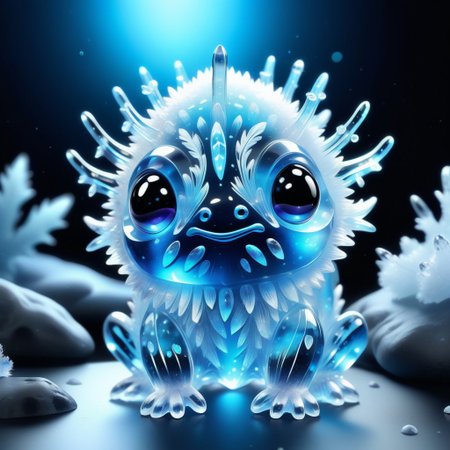 a cute creature made out of Jed-Blmicry,  <lora:BioIceCrystalStyle-000006:0.7>, masterpiece, full of details,