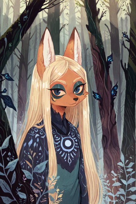 anthro fox girl,princess,(blonde hair:1.2),(solo:1.5),(dark night forest:1.3),ameli,portrait, 
<lora:Perfect Hands:1><lora:age_slider_v4:-1> <lora:Ameli:0.8>, score_9, score_8_up, score_7_up, score_6_up, score_5_up, score_4_up,zPDXL