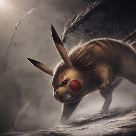<lora:PikaEvo_V1:1>,pikachu,(pokemon:1.1),fight,angry,wounded,incredibly absurdres,huge filesize,wallpaper,(furry:1.1),masterpiece,hair details,kawaii,solo,<lora:Smooth Style 2 SDXL_LoRA_Pony Diffusion V6 XL:0.5>,electric body,realistic,[no_human],creature,monster,