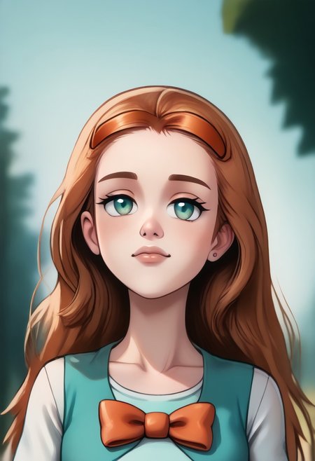 score_9, score_8_up, score_7_up, score_6_up, PRSNL_3_1, uncensored, pupils black dots, lips,
upper body, best quality, masterpiece, 4k, realistic, warm light,
PokeJasmine, long hair,
sandals, short white cardigan, collarbone, orange bowtie, sleeves past elbows, (very short dress), aqua dress