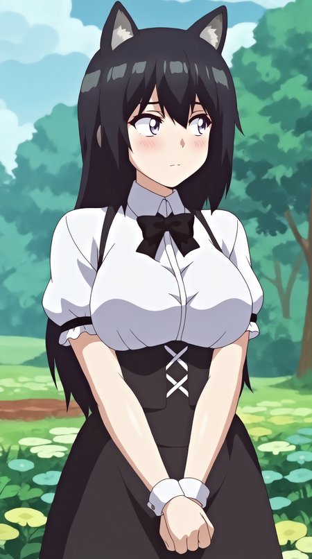 score_9, score_8_up, score_7_up,anime_source, source_anime, best background, detailed background, anime screencap, 4k, upscale,  Mila Micola, Main Outfit, solo, looking to the side, v arms, outdoors, blush,   <lora:JN_Mila_Micola_Pony:0.8>