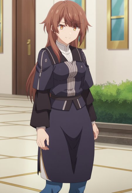 score_9, score_8_up, score_7_up, source_anime,
BREAK
1girl, solo, anime screencap, anime coloring, 
<lora:shiMisfitEmiliaV1:1>, shiemilialudo, long hair, brown hair, 
black uniform dress, long sleeves, capelet, white skirt, side slit, long skirt, blue pantyhose,  
looking at viewer, smile, standing,