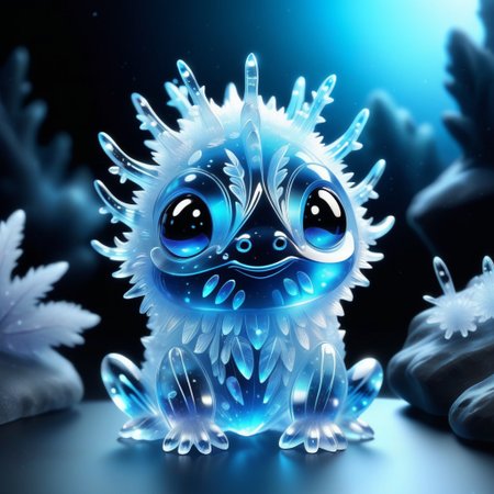 a cute creature made out of Jed-Blmicry,  <lora:BioIceCrystalStyle-000006:0.7>, masterpiece, full of details,