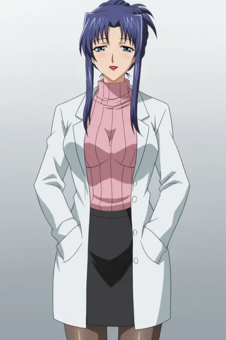 score_9, best, masterpiece, uncensored,
1girl, solo, official style,
RinkanGakuenHarukaTaifuuji, LabcoatOutfit, mature female, open labcoat over pink ribbed turtleneck sweater, black pencil skirt, pantyhose, 1mole on right side of chin,
<lora:RinkanGakuenGirls_V4:0.8>​​​