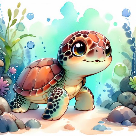 SoftWaterColors, a turtle, cute, brown spots, BREAK
 <lora:SoftWatercolors:1>
