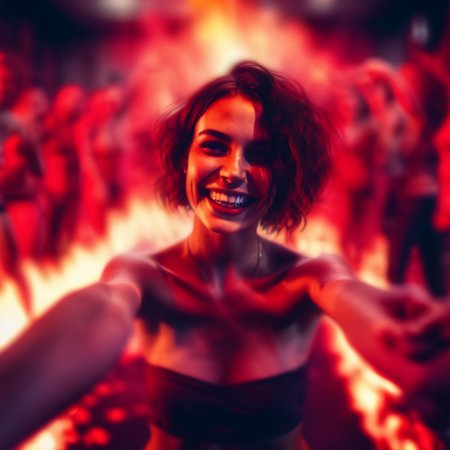 povdanc  lilith in hell holding hands bokeh background in motion, photorealistic, cinematic<lora:povdanc:1>