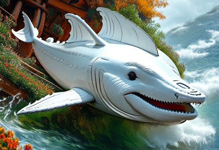 white panel mid panel whale head