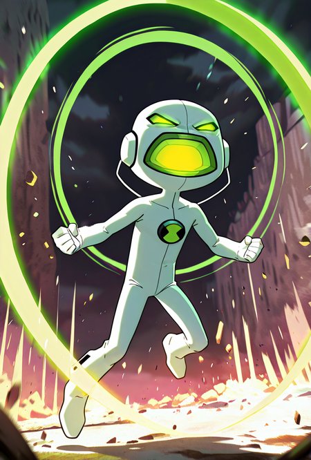 <lora:echoecho-10:1> echoecho, male focus, 1boy, no humans,white bodysuit, green eyes, green mouth, angry, full body, big head, short, glowing mouth, glowing eyes, <lora:super_scream_v4:0.9> super_scream,green shockwaves, green concentric rings, debris,, masterpiece, best quality, amazing quality, very aesthetic, absurdres, newest,