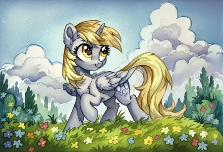 score_9, score_8_up, score_7_up, score_6_up, score_5_up, score_4_up, rating_safe, derpy hooves, alicorn, female, mare, pony, solo, cute, derpicorn, g4, xk-class end-of-the-world scenario, princess derpy, derpabetes, sweet dreams fuel, watercolor painting, traditional art, detailed, beautiful, <lora:MLP_Watercolor_Painting_v1-000006:1>