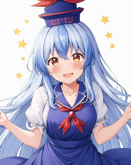 kamishirasawa keine,1girl, hat, solo, apron, open_mouth, white_background, smile, simple_background, clothes_writing, blush, upper_body, blue_dress, blue_headwear
<lora:kamishirasawa_keine_image2095_2023-12-14-000010:1>,star-shaped_pupils,symbol-shaped_pupils,. gorgeous,key visual, vibrant, studio anime,award-winning, professional, highly detailed,high budget, cinemascope