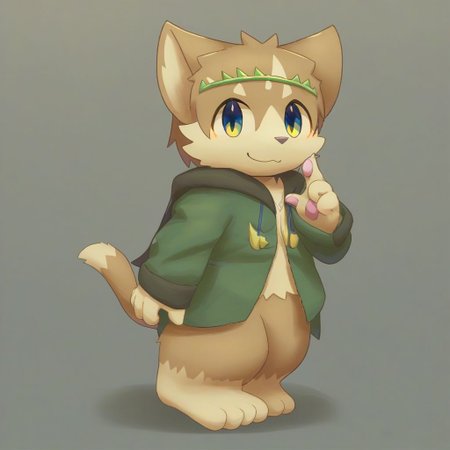 lv1rubili, zPDXL2, furry, anthro, cute, kemono, male focus, solo, score_9, score_8_up, male, full body, digital art, highly detailed, lv1rubili, full body, smile face, looking at viewer, standing to viewer, full view, cat