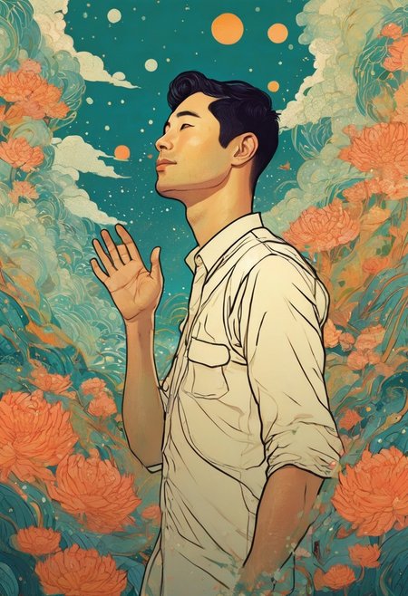 <lora:Victo Ngai Style:1>Victo Ngai Style - in vector style of dave arcade yuko shimizu james jean derek riggs, half body, front view, 1man, Tom Hank,  hand up and waving for hello., from front, look at viewer, happy face, smile, open eyes, close mouth,