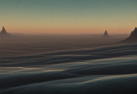 A beautiful landscape at sunset on an alien world, dramatic lighting, large moon in the sky, jade rocks, waterfalls, deep crevices, uhd, ultra-detailed, photography, f/8 photo, monoprone, nmskyrim