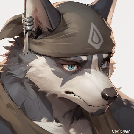 score_9, score_8_up, score_7_up, Volga, Dog boy, furry, solo, blue eyes, 1boy, bandana, earrings, close up, <lora:Volga:1.0>