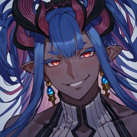 ibuki_douji_\(fate\), dark-skinned female, Expressiveh, fate_\(series\)
score_9, score_8_up, score_7_up, score_6_up, score_5_up, score_4_up, source_anime, 1girl, portrait, upper body, seductive smile, naughty face, dark theme, low light,