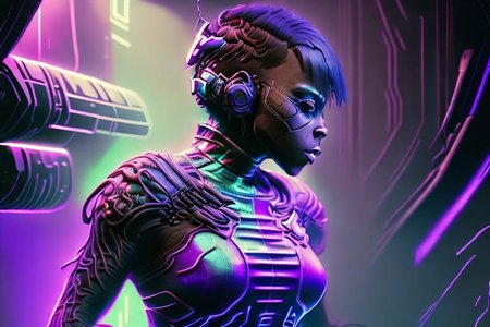 1 adult woman, upper body, 
CyberMamanBrigitte, headphones, goggles,partially submerged in watertube,  (catsuit, CircuitBoardAI) 
AND, GlowingRunes_paleblue, , GlowingRunes_purple, interior of cyberpunk nethacker workshop, detailed