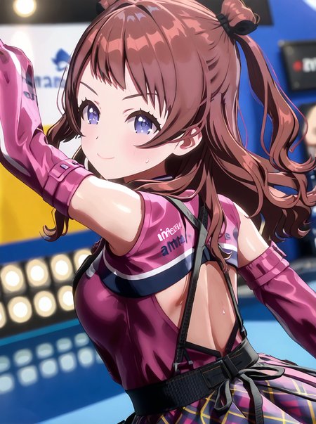 detailed background, shiny skin, posing, rating safe, 
<lora:saki.pony:1>,
saki, bbb,
large breasts, 
sweat, dancing, looking at viewer, from behind, look back,