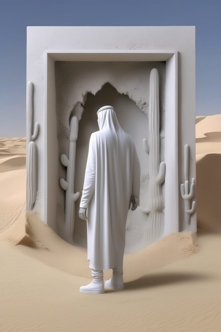<lora:Daniel Arsham Style:1>Daniel Arsham Style - A Daniel Arsham American artist style of 8k concreat with a desert arabian futurestic arabia