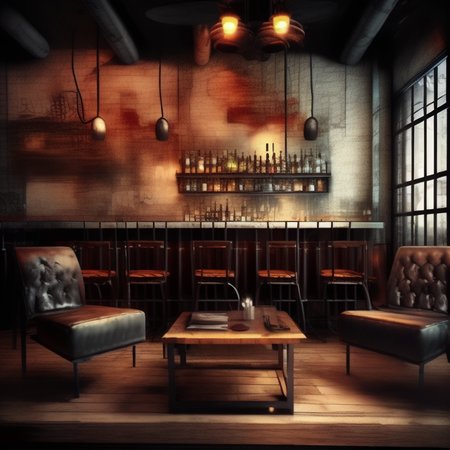 <lyco:Grunge_style_interior_design_Sa_May:1.0> Grunge style interior design by bar