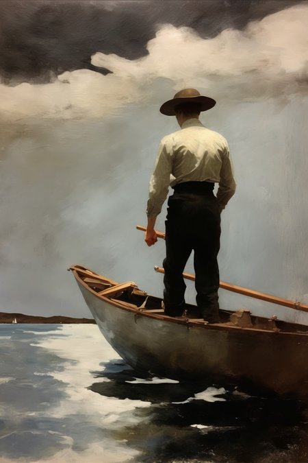 <lora:Winslow Homer Style:1>Winslow Homer Style - a Winslow Homer, Andrew Wyeth and Edward hopper inspired painting