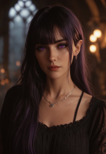 score_9, score_8_up, score_8, score_7_up, score_7, score_6_up, score_6, score_5_up, Score_5, mature and imposing, 40 years old, portrait, beautiful, Dark Elf warlock dramatic lights, dark purple hair, purple eyes, (long hair:1.3), side bangs, white skin, white colored skin, scars, goth, goth makeup,  purple eyes, mature, mature woman, vox machine style, 1boy, male focus, solo, portrait,  ruined battlefield background, fantasy, (dynamic lighting:1.1)
((masterpiece))
(((full clothed)))
(((((upper body))))), dynamic pose
 <lora:Dynamic Poses:1>
 <lora:detailed_notrigger:1>